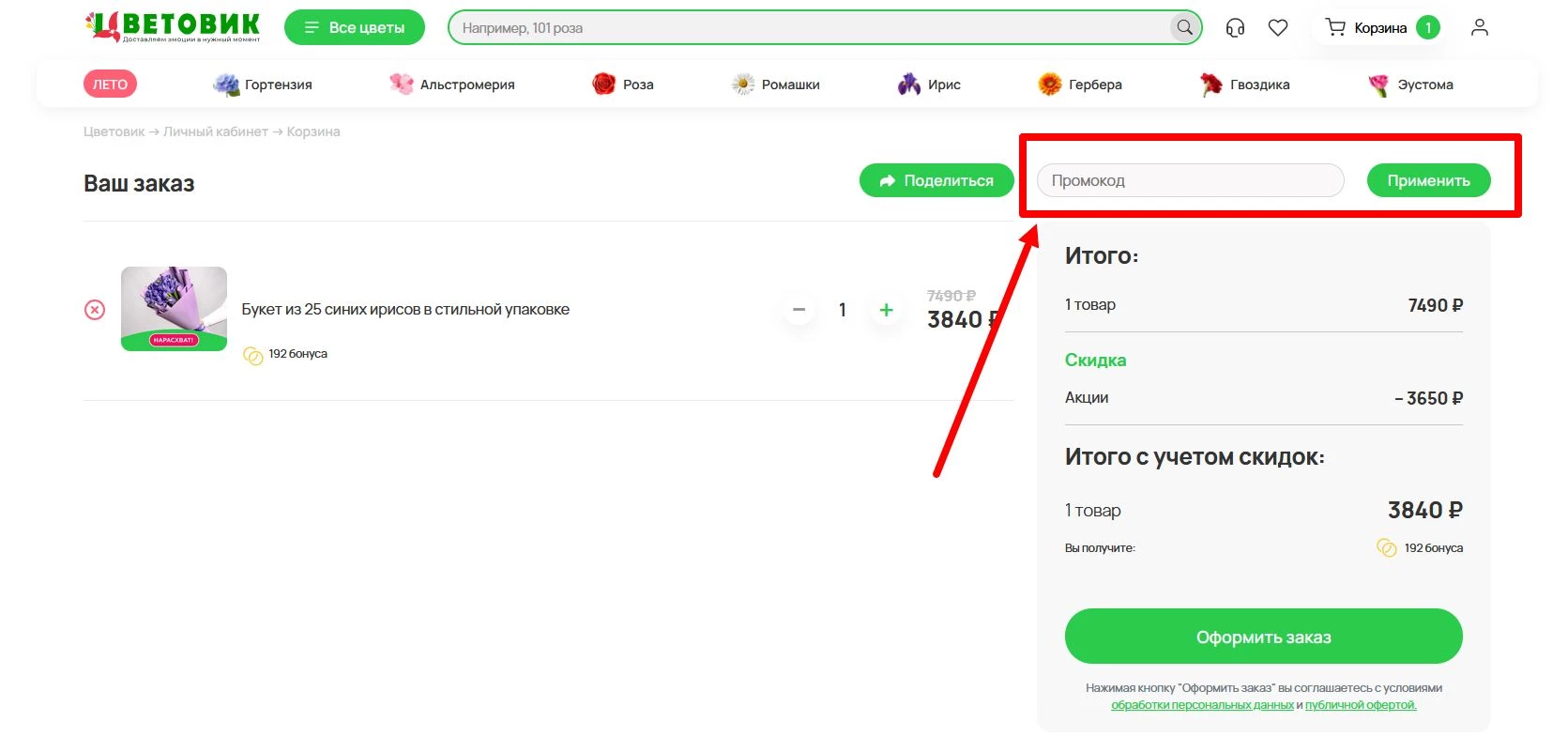 Промокоды Цветовик